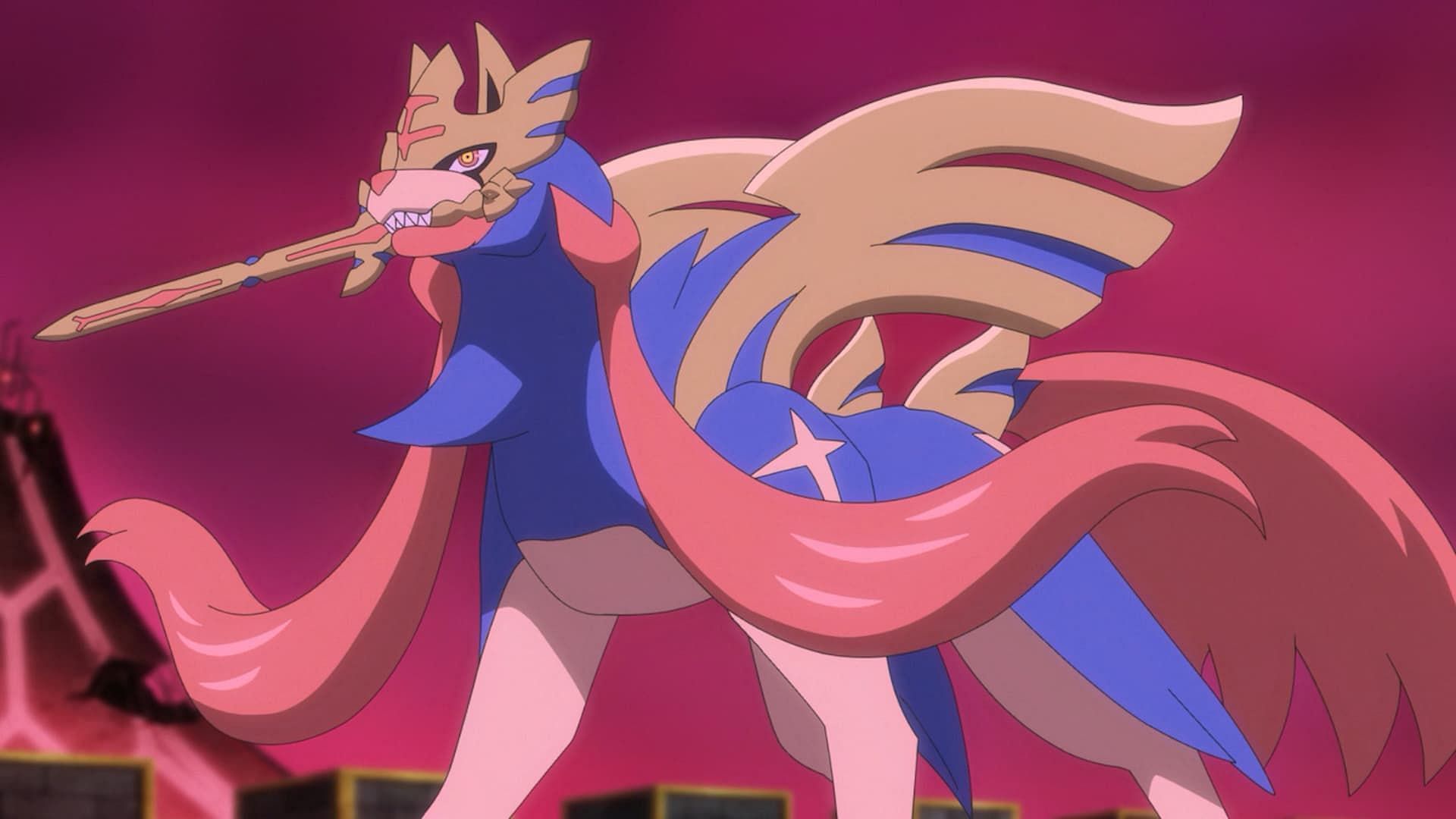 Crowned Sword Zacian as seen in the anime (Image via The Pokemon Company)